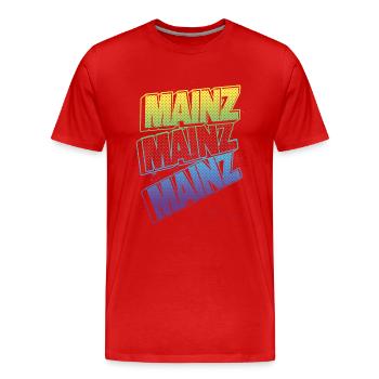 Mainz Germany City Font Skyline Home - Men's Premium Organic T-Shirt - red - Front - Damien (186cm)