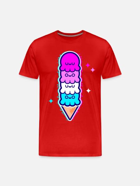 UwU Octopus ijs met femboy vlag glitter - Mannen premium biologisch T-shirt - rood