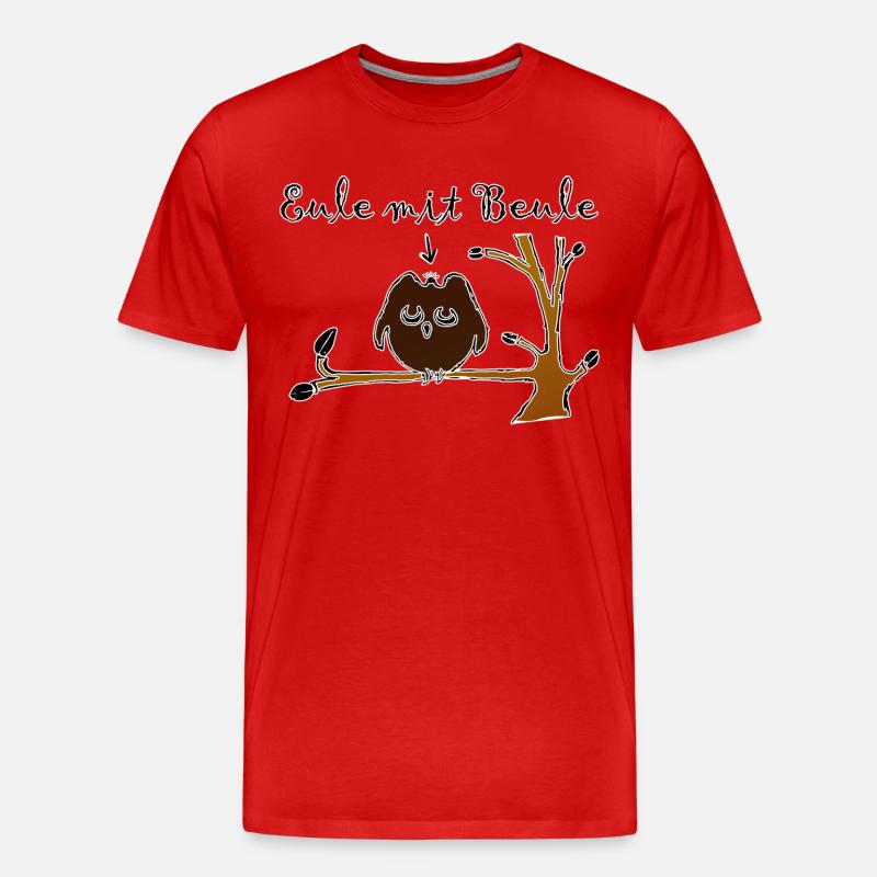 Eule mit Beule - Männer Premium Bio T-Shirt - Rot