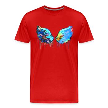 ailes d’ange, ailes, aquarelle, colorée, ailes d’ange - T-shirt bio Premium Homme - rouge - Devant - Damien (186cm)
