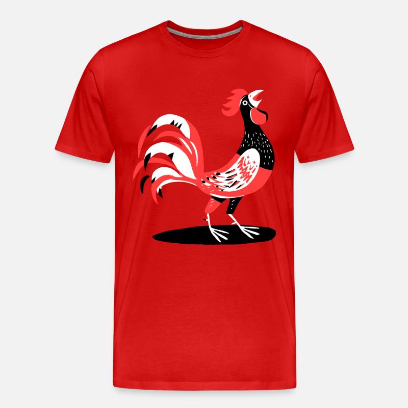 Hahn - Männer Premium Bio T-Shirt - Rot