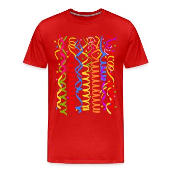 Karneval Fasching Kostüm Silvester Luftschlangen - Männer Premium Bio T-Shirt - Rot - Vorne - Damien (186cm)
