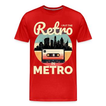 Quand le rétro rencontre le métro : le paysage urbain emblématique des années 80 - T-shirt bio Premium Homme - rouge - Devant - Damien (186cm)