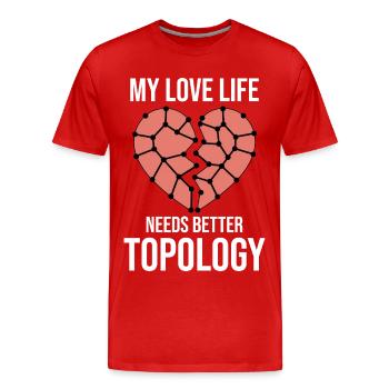 SIG Topologie Données Nettoyage Géo Amour Humour - T-shirt bio Premium Homme - rouge - Devant - Damien (186cm)