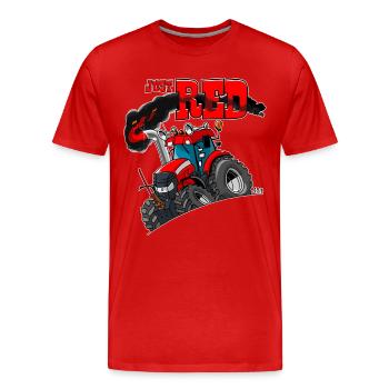 nur RED weißer Rand - Männer Premium Bio T-Shirt - Rot - Vorne - Damien (186cm)