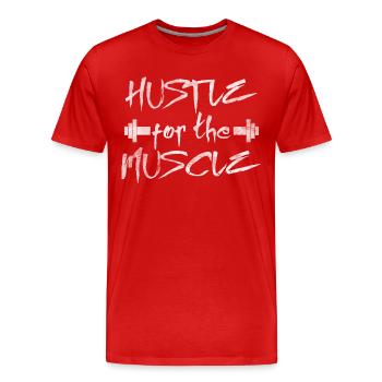 Hustle for the Muscle - T-shirt bio Premium Homme - rouge - Devant - Damien (186cm)