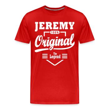 Jeremy original personalized shirt first name jeremy - Men's Premium Organic T-Shirt - red - Front - Damien (186cm)