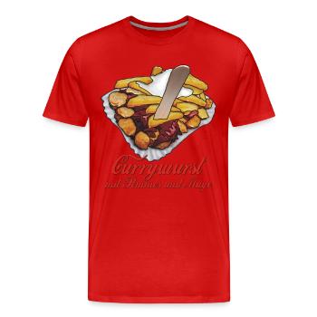 Currywurst avec des frites, la mayonnaise et le - T-shirt bio Premium Homme - rouge - Devant - Damien (186cm)