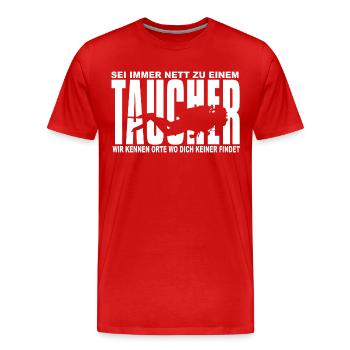 Taucher Diver - Männer Premium Bio T-Shirt - Rot - Vorne - Damien (186cm)