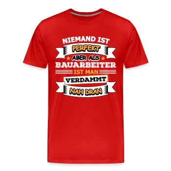 Bauarbeiter - Männer Premium Bio T-Shirt - Rot - Vorne - Damien (186cm)