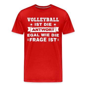 Volleyball ist die Antwort - Männer Premium Bio T-Shirt - Rot - Vorne - Damien (186cm)