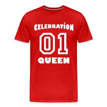 Reine Célébration avec la couronne - T-shirt bio Premium Homme - rouge - Devant - Damien (186cm)