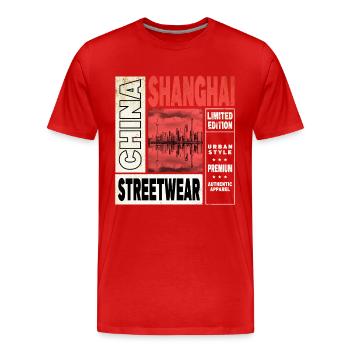 Shanghai Chine Asie Ville Skyline Vacances de voyage - T-shirt bio Premium Homme - rouge - Devant - Damien (186cm)