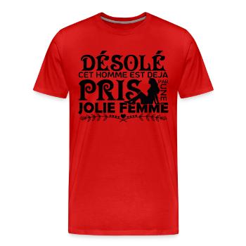cadeau copain mari Le meilleur copain du monde !! - T-shirt bio Premium Homme - rouge - Devant - Damien (186cm)