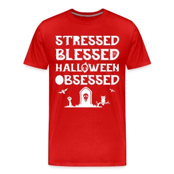 Halloween obsessed. - Men's Premium Organic T-Shirt - red - Front - Damien (186cm)