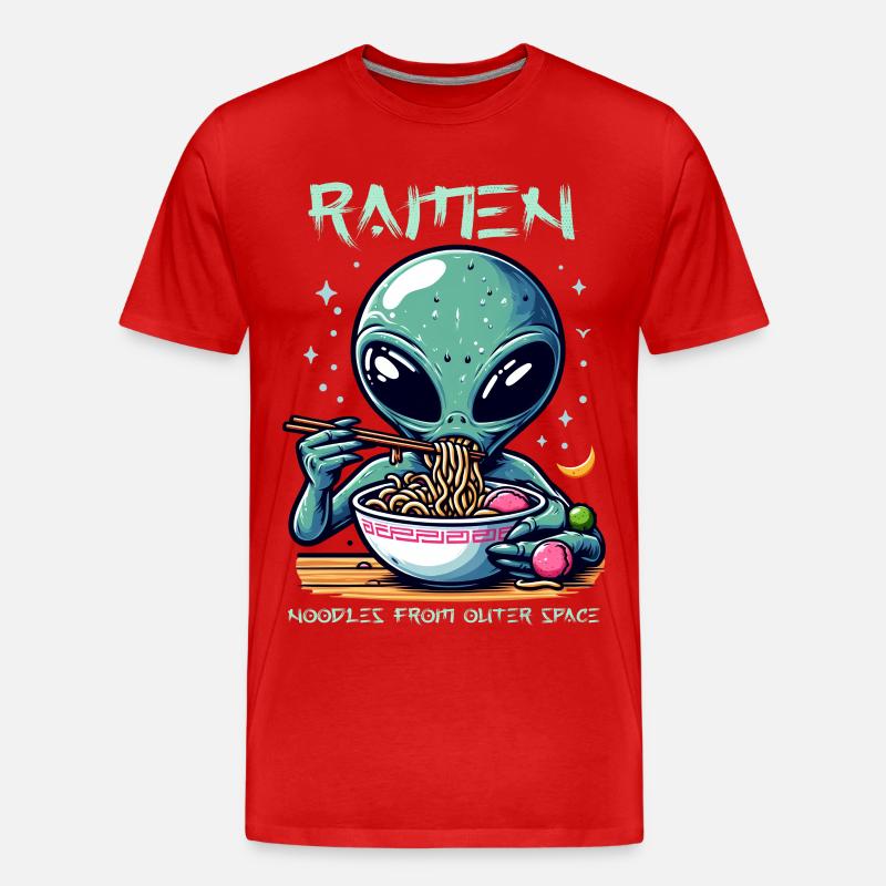 Outer Space Ramen Alien Nudeln - Männer Premium Bio T-Shirt - Rot