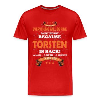 Tout ira bien Torsten est de retour - T-shirt bio Premium Homme - rouge - Devant - Damien (186cm)