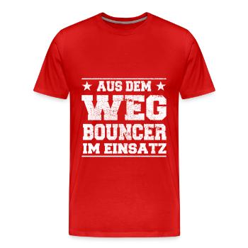 Videur à l’écart en action Design - T-shirt bio Premium Homme - rouge - Devant - Damien (186cm)