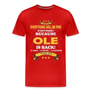 Tout ira bien Ole Is back - T-shirt bio Premium Homme - rouge - Devant - Damien (186cm)