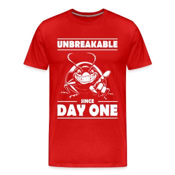 Unbreakable Since Day One – Lustige Kakerlake - Männer Premium Bio T-Shirt - Rot - Vorne - Damien (186cm)