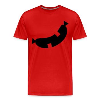 Glückliche Wurst - Männer Premium Bio T-Shirt - Rot - Vorne - Damien (186cm)