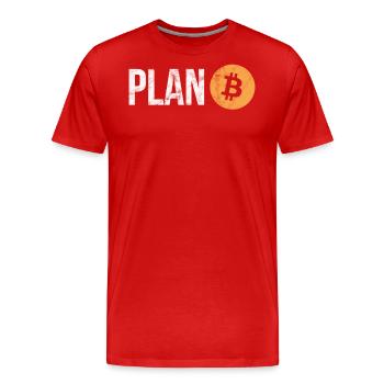 Plan B | Bitcoin BTC Crypto Blockchain - Men's Premium Organic T-Shirt - red - Front - Damien (186cm)