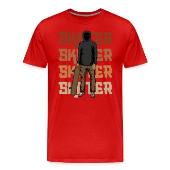 Skater Silhouette Skateboarder With Skateboard - Men's Premium Organic T-Shirt - red - Front - Damien (186cm)