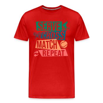 Funny Tennis Art Serve Cross Match Repeat Gift - Men's Premium Organic T-Shirt - red - Front - Damien (186cm)