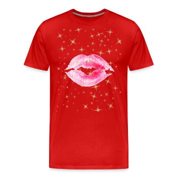 Kissing mouth - Men's Premium Organic T-Shirt - red - Front - Damien (186cm)