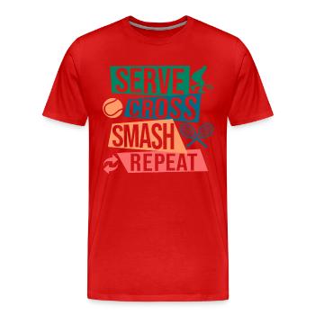 Tennis Art Serve Cross Match Repeat Gift Idea - Men's Premium Organic T-Shirt - red - Front - Damien (186cm)