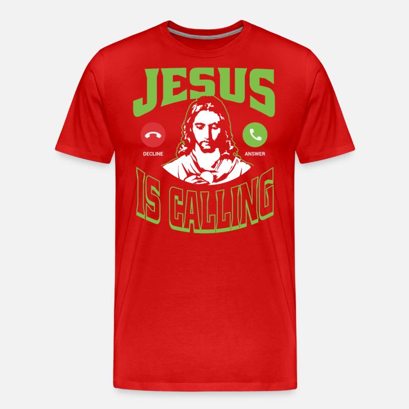 Jesus ruft - Männer Premium Bio T-Shirt - Rot
