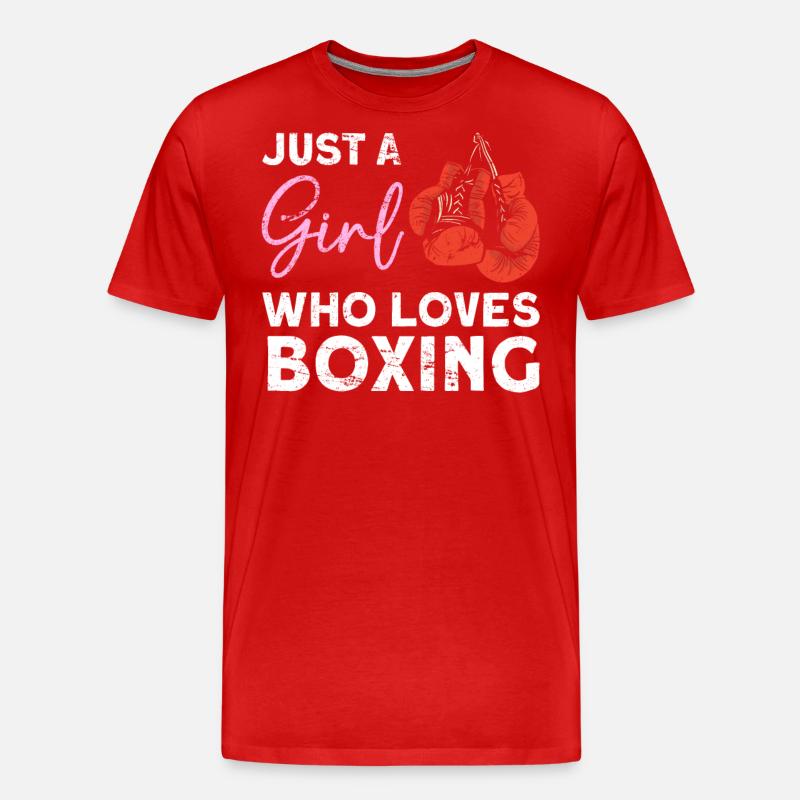 Nur ein Mädchen, das Boxen liebt Boxen - Männer Premium Bio T-Shirt - Rot
