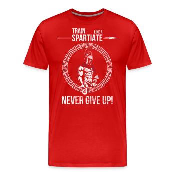 Spartan Fitness Warrior N’abandonnez jamais - T-shirt bio Premium Homme - rouge - Devant - Damien (186cm)