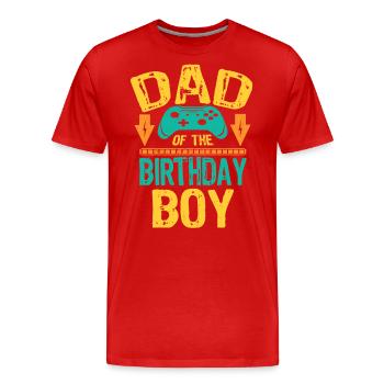 Dad Of the Birthday Boy Gaming Gift Idea - Men's Premium Organic T-Shirt - red - Front - Damien (186cm)