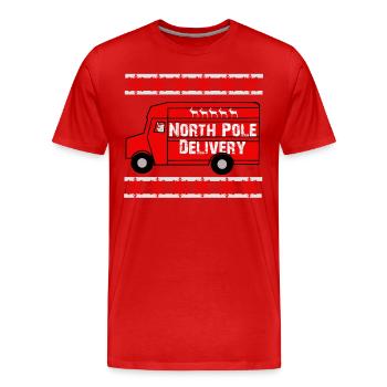 Livraison Pôle Nord - Noël - T-shirt bio Premium Homme - rouge - Devant - Damien (186cm)