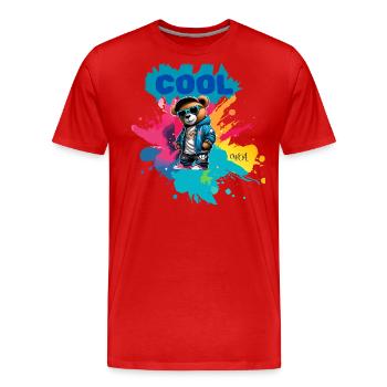 Nounours COOL - T-shirt bio Premium Homme - rouge - Devant - Damien (186cm)