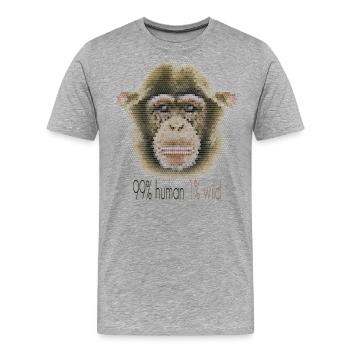 Chimpanzee Face Art – 99% Human 1% Wild Shirt - Men's Premium Organic T-Shirt - heather grey - Front - Damien (186cm)