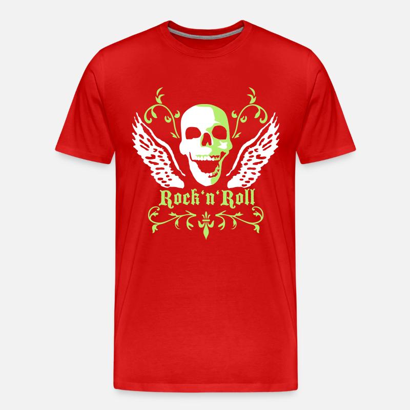 rock_n_roll_skull_2c - Männer Premium Bio T-Shirt - Rot