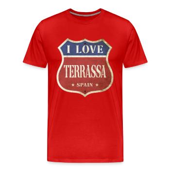 Terrassa Spanien Stadt I Love Vintage Retro - Männer Premium Bio T-Shirt - Rot - Vorne - Damien (186cm)