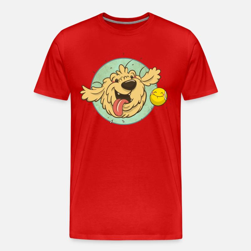 cockapoo Thor mit Tennisball - Männer Premium Bio T-Shirt - Rot