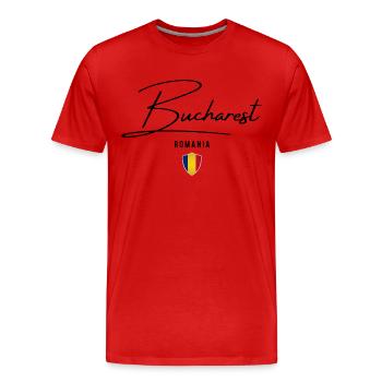 Ich liebe Bukarest, rumänischer Stolz - Männer Premium Bio T-Shirt - Rot - Vorne - Damien (186cm)
