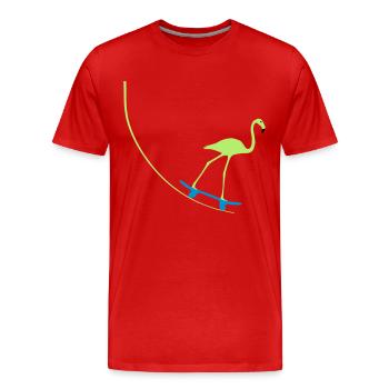 Flamingo on skateboard - Men's Premium Organic T-Shirt - red - Front - Damien (186cm)