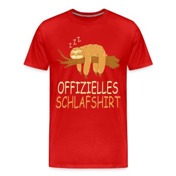 Offizielles Schlafshirt Faultier - Männer Premium Bio T-Shirt - Rot - Vorne - Damien (186cm)