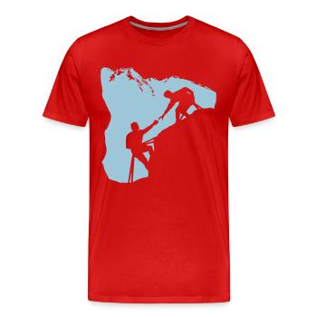 Teamwork 2 - Männer Premium Bio T-Shirt - Rot - Vorne - Damien (186cm)