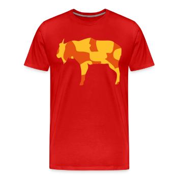 BHOUTAN TAKIN འབྲུག་ ཡུལ - CAMO / CAMO - T-shirt bio Premium Homme - rouge - Devant - Damien (186cm)