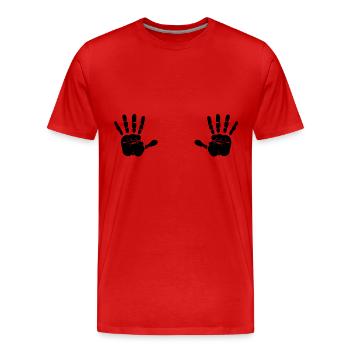 Handprint hand plaster cast baby gift - Men's Premium Organic T-Shirt - red - Front - Damien (186cm)