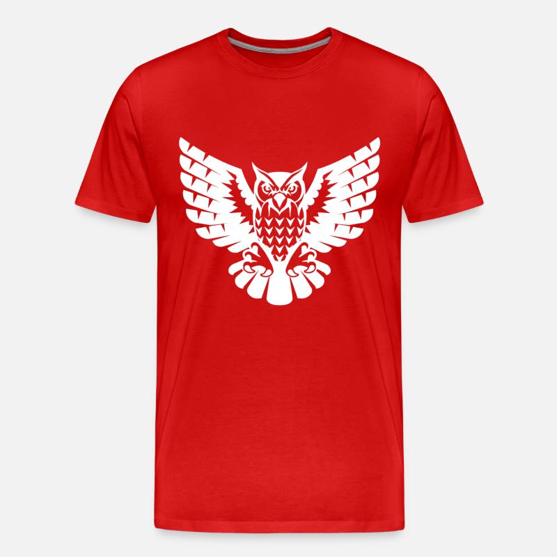 Eule mit großen Flügeln - Männer Premium Bio T-Shirt - Rot