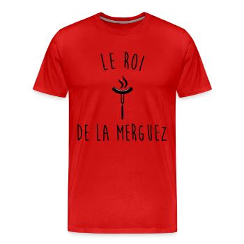 LE ROI DE LA MERGUEZ - T-shirt bio Premium Homme - rouge - Devant - Damien (186cm)