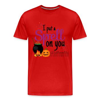 I Put A Spell On You - Halloween Zauberei Fluch - Männer Premium Bio T-Shirt - Rot - Vorne - Damien (186cm)