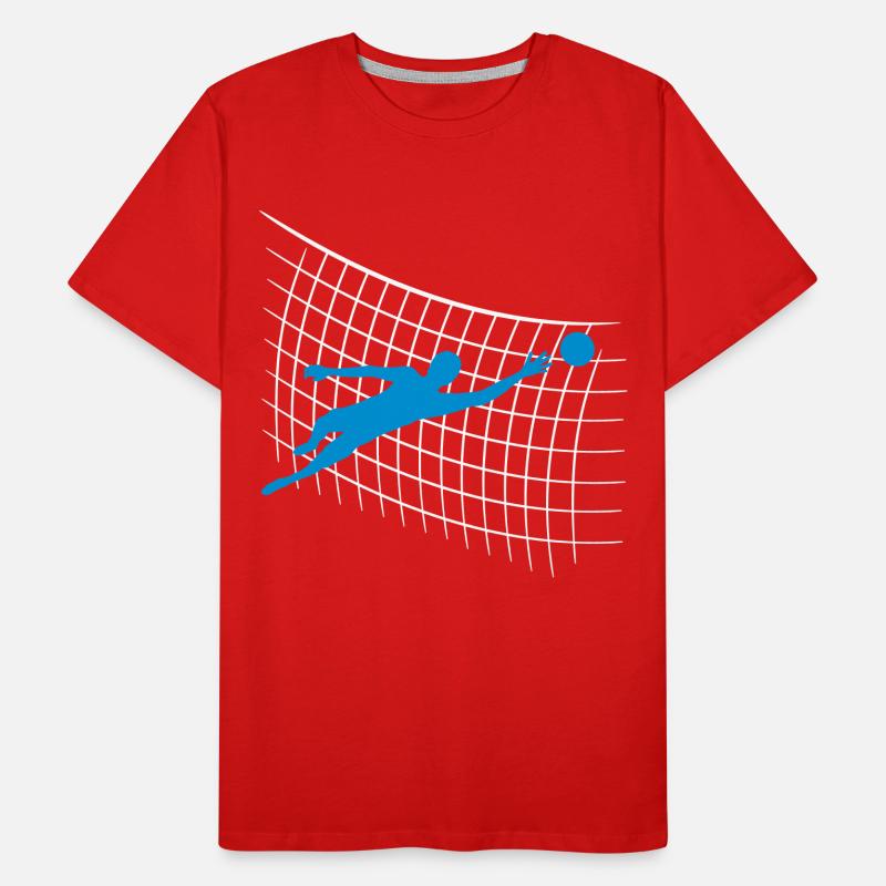 net pattern goalkeeper torhueter hold soccer ball Men's Premium Organic T-Shirt